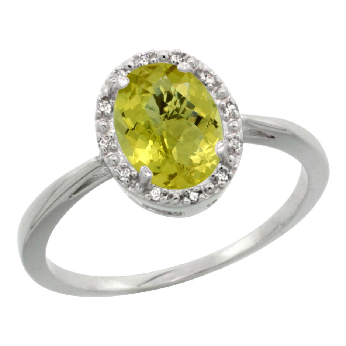 Natural 1.22 ctw Lemon-quartz & Diamond Engagement Ring: REF-26V8F ---- SKU:SC-CW427101 ---- Manufacturer's Suggested Retail Price - $900.00 ---- Natural 1.22 ctw Lemon-quartz & Diamond Engagement Ring 14K White Gold Gemstone: Natural Oval-shape Lemon-quart