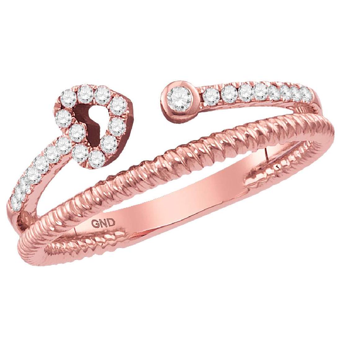 0.15 CTW Diamond Heart Bisected Stackable Ring 10KT: REF-20Y9X- SKU: GD118224 ---- 0.15 CTW Diamond Heart Bisected Stackable Ring 10KT Rose Gold Manufacturer's Suggested Retail Price: $820.00 Mainstone Type: Diamond @ 0.15ct Mainstone Color: H-I Mainsto