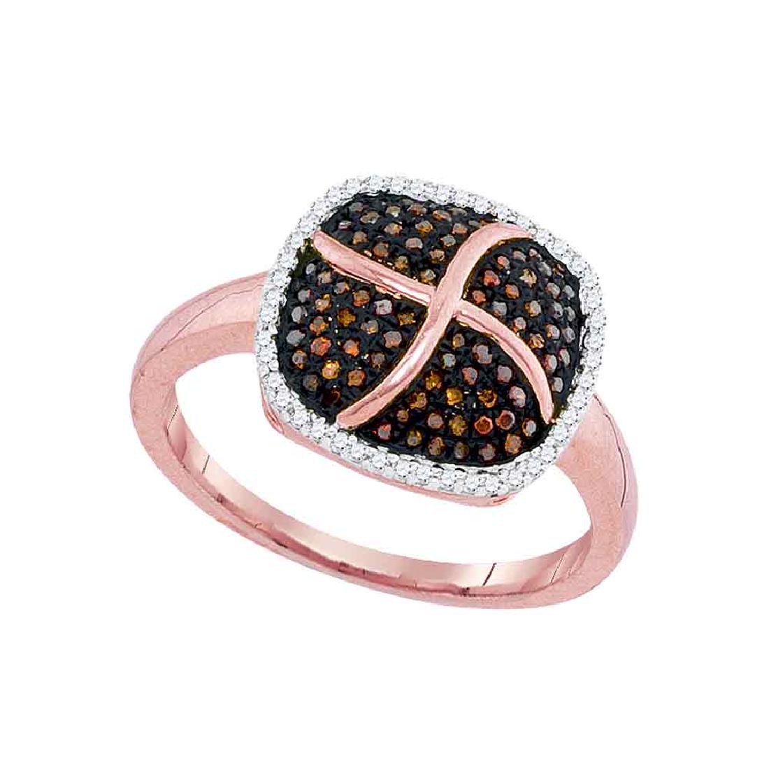 0.33 CTW Red Color Diamond Square Cluster Ring 10KT: REF-40X4Y- SKU: GD93199 ---- 0.33 CTW Red Color Diamond Square Cluster Ring 10KT Rose Gold Manufacturer's Suggested Retail Price: $1590.00 Mainstone Type: Colored Red Diamond @ 0.22ct Mainstone Color: