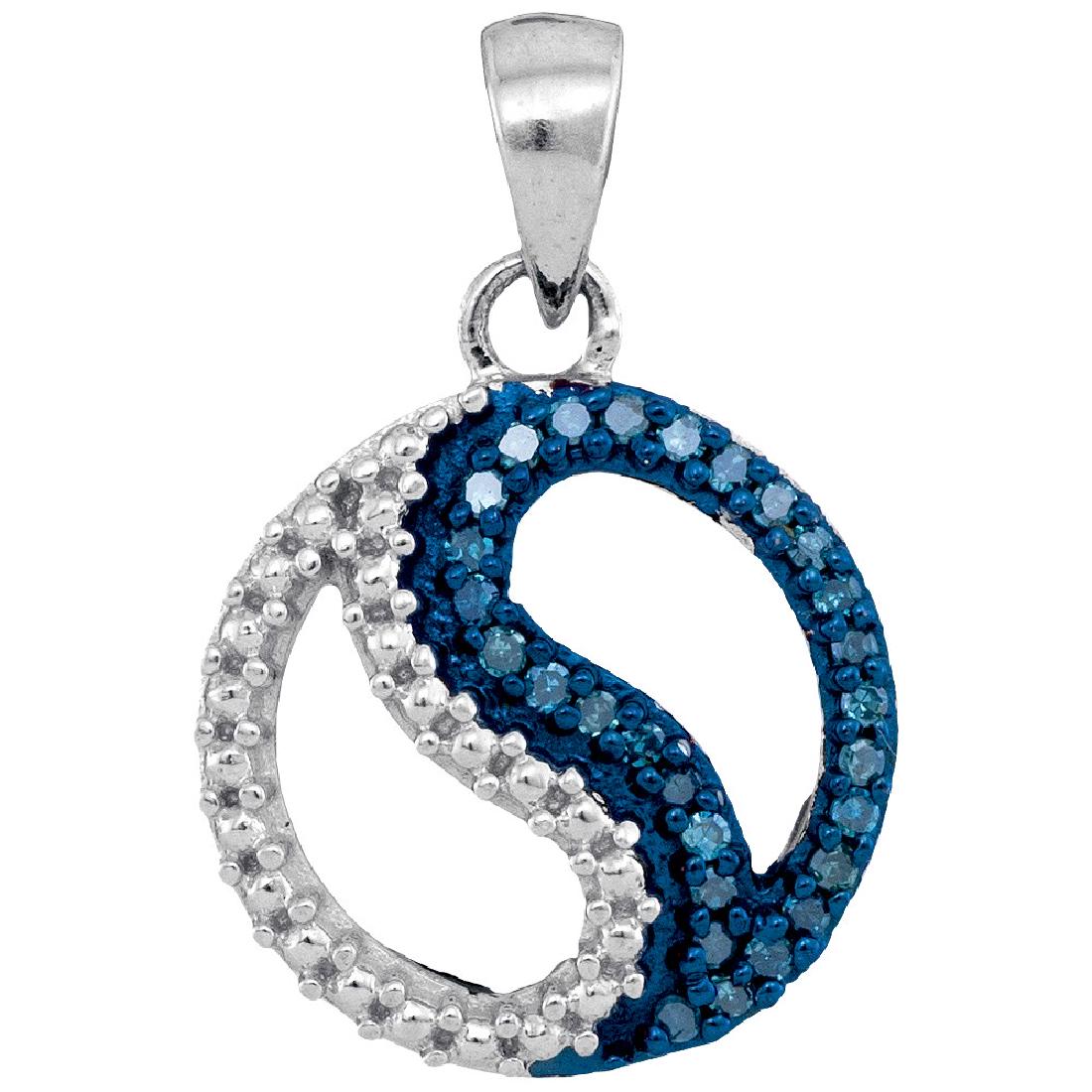0.10 CTW Blue Color Diamond Circle Ying Yang Pendant: REF-10W5K- SKU: GD94579 ---- 0.10 CTW Blue Color Diamond Circle Ying Yang Pendant 10KT White Gold Manufacturer's Suggested Retail Price: $410.00 Mainstone Type: Colored Blue Diamond @ 0.05ct Mainstone