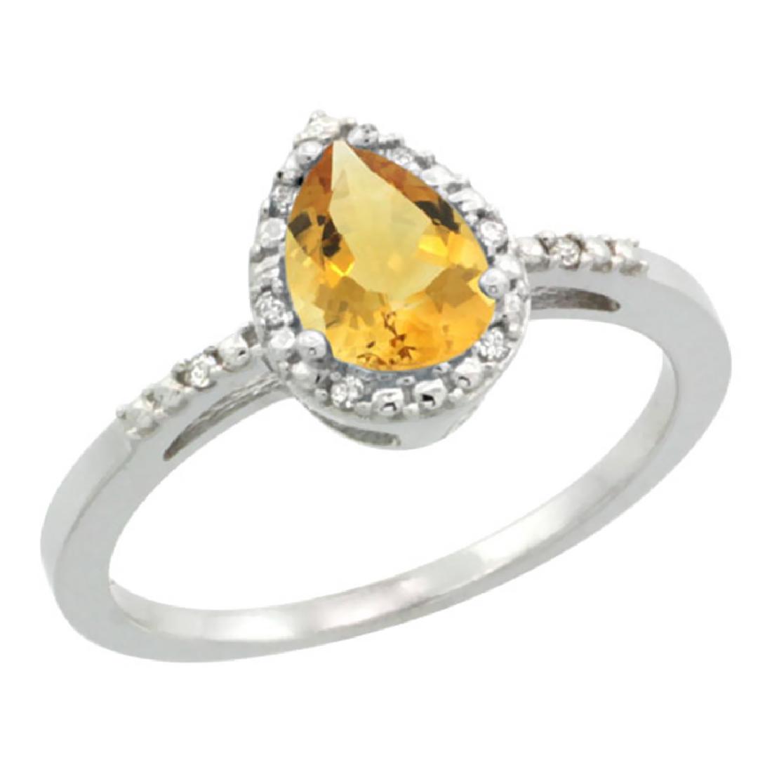Natural 1.53 ctw citrine & Diamond Engagement Ring 10K: REF-18V9F ---- SKU:SC-CW909152 ---- Manufacturer's Suggested Retail Price - $600.00 ---- Natural 1.53 ctw citrine & Diamond Engagement Ring 10K White GoldGemstone: Natural Pear-shape citrine @ 1.5 ctw
