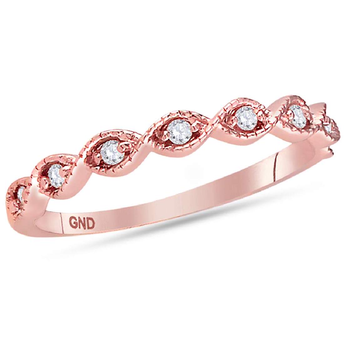 0.10 CTW Diamond Stackable Ring 14KT Rose Gold -: REF-22X4Y- SKU: GD118586 ---- 0.10 CTW Diamond Stackable Ring 14KT Rose Gold Manufacturer's Suggested Retail Price: $880.00 Mainstone Type: Diamond @ 0.10ct Mainstone Color: I-J Mainstone Clarity: I1-