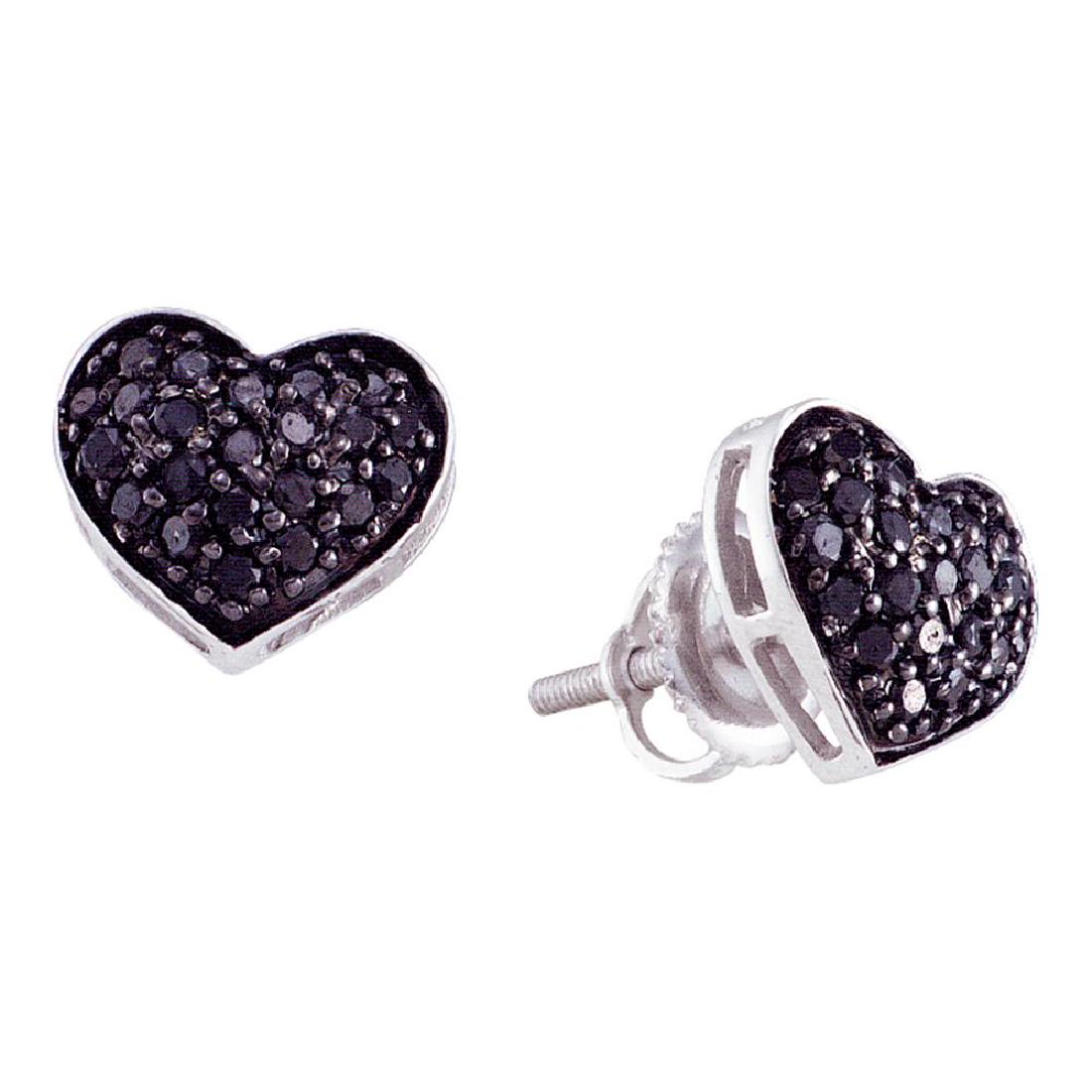 0.40 CTW Black Color Diamond Heart Cluster Earrings: REF-18F2N- SKU: GD60166 ---- 0.40 CTW Black Color Diamond Heart Cluster Earrings 10KT White Gold Manufacturer's Suggested Retail Price: $710.00 Mainstone Type: Colored Black Diamond @ 0.40ct Mainstone
