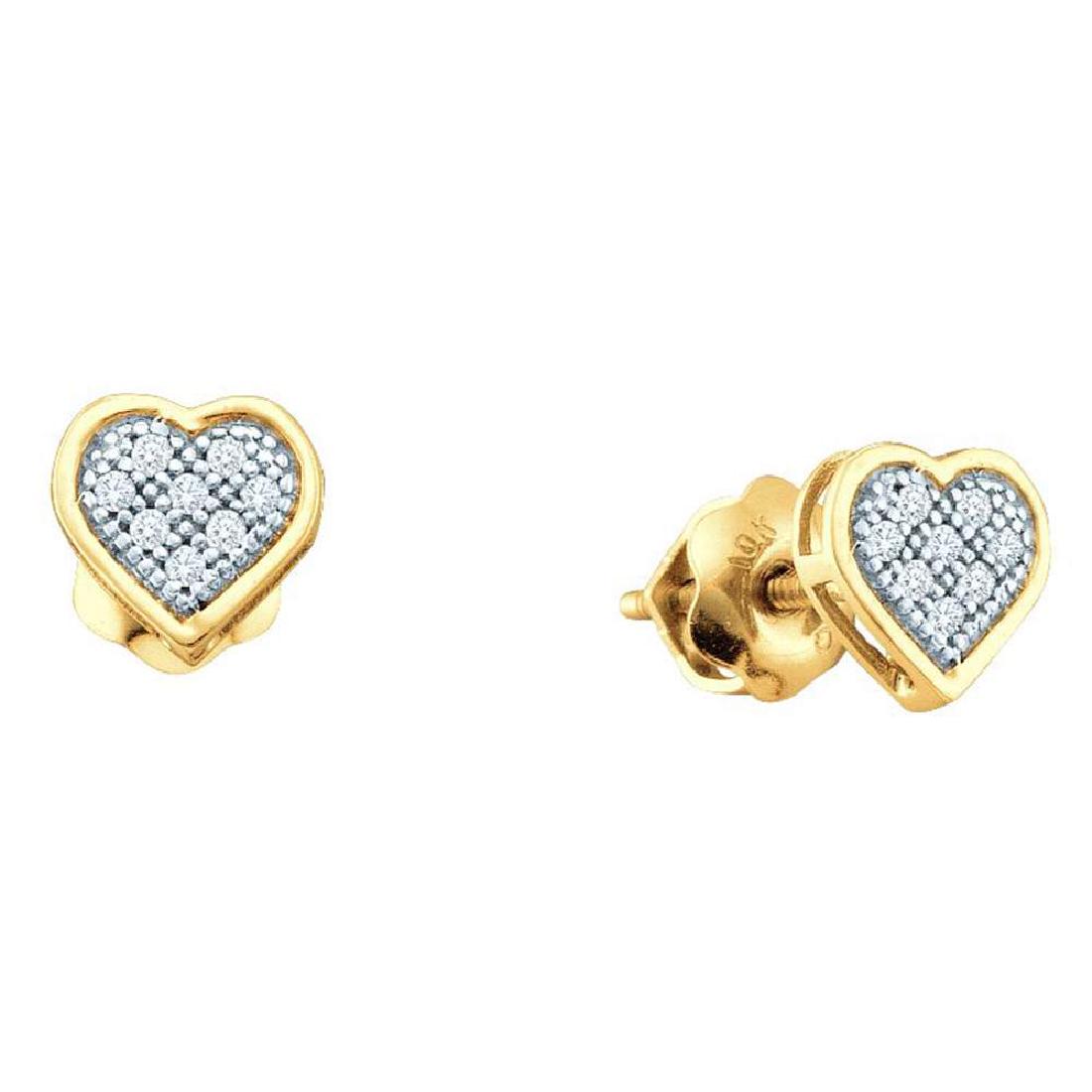 0.15 CTW Diamond Heart Love Cluster Earrings 10KT: REF-14H9M- SKU: GD50474 ---- 0.15 CTW Diamond Heart Love Cluster Earrings 10KT Yellow Gold Manufacturer's Suggested Retail Price: $590.00 Mainstone Type: Diamond @ 0.15ct Mainstone Color: J-K Mainston