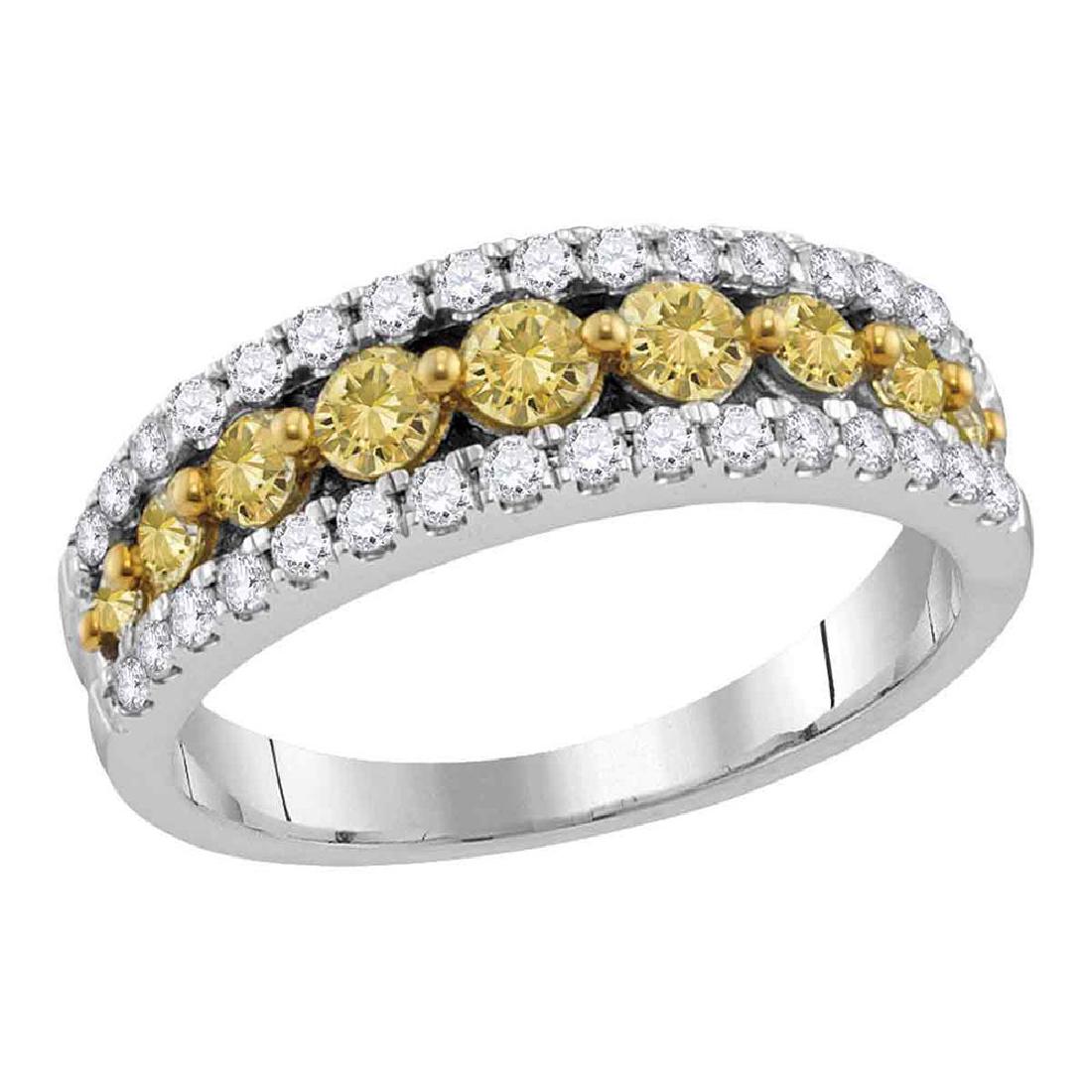 2.06 CTW Yellow Diamond Ring 14KT White Gold -: REF-194F9N- SKU: GD113276 ---- 2.06 CTW Yellow Diamond Ring 14KT White Gold Manufacturer's Suggested Retail Price: $7650.00 Mainstone Type: Natural Diamond Yellow @ 1.2ct Mainstone Color: Yellow Mains