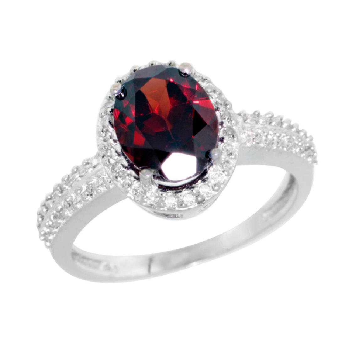 Natural 1.91 ctw Garnet & Diamond Engagement Ring 10K: REF-32R5Z ---- SKU:SC-CW910139 ---- Manufacturer's Suggested Retail Price - $1000.00 ---- Natural 1.91 ctw Garnet & Diamond Engagement Ring 10K White Gold Gemstone: Natural Oval-shape Garnet @ 1.76 ct