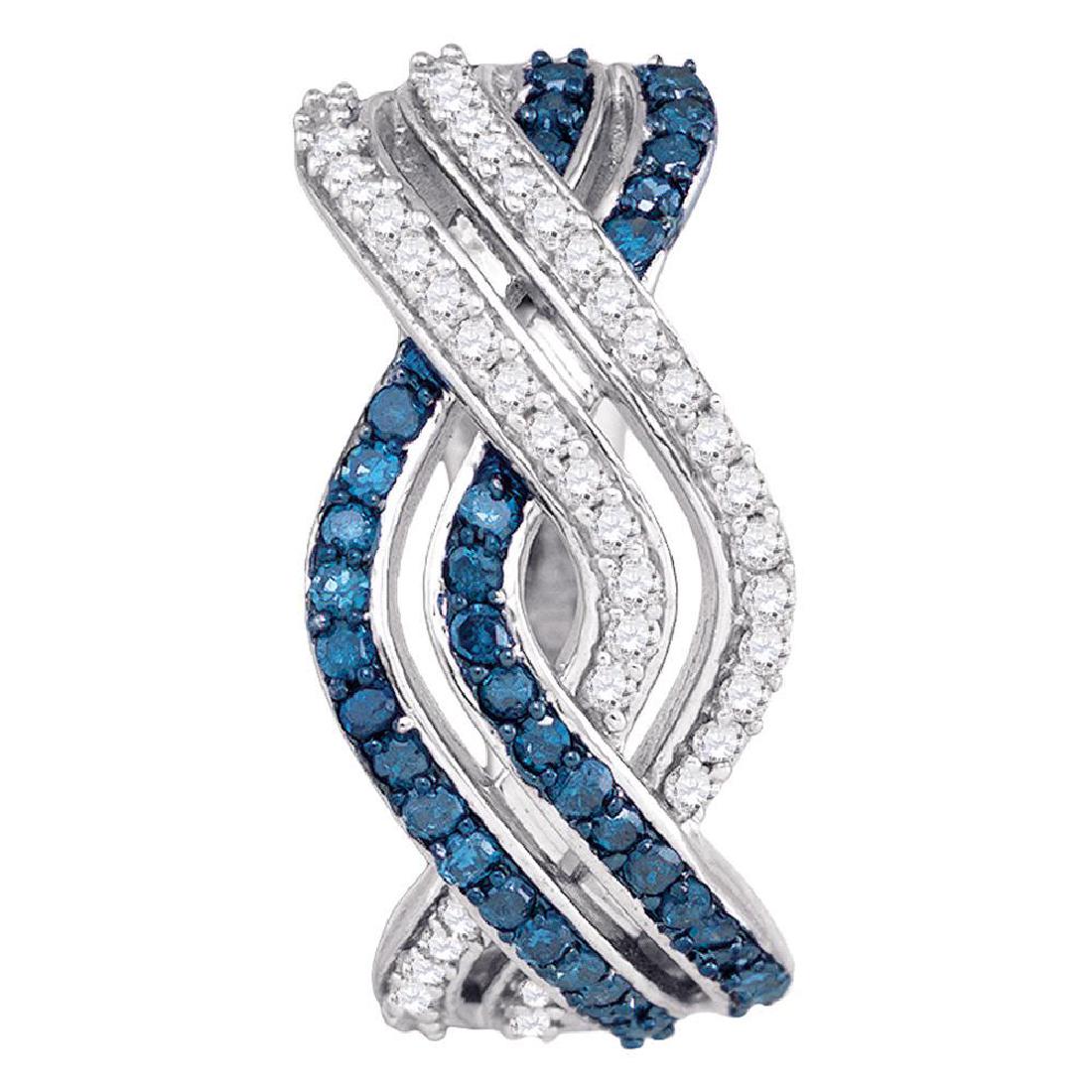 0.60 CTW Blue Color Diamond Entwined Woven Hoop: REF-40W4K- SKU: GD81919 ---- 0.60 CTWBlue Color Diamond Entwined Woven Hoop Earrings 10KT White Gold Manufacturer's Suggested Retail Price: $1590.00 Mainstone Type: Colored Blue Diamond @ 0.31ct Mains
