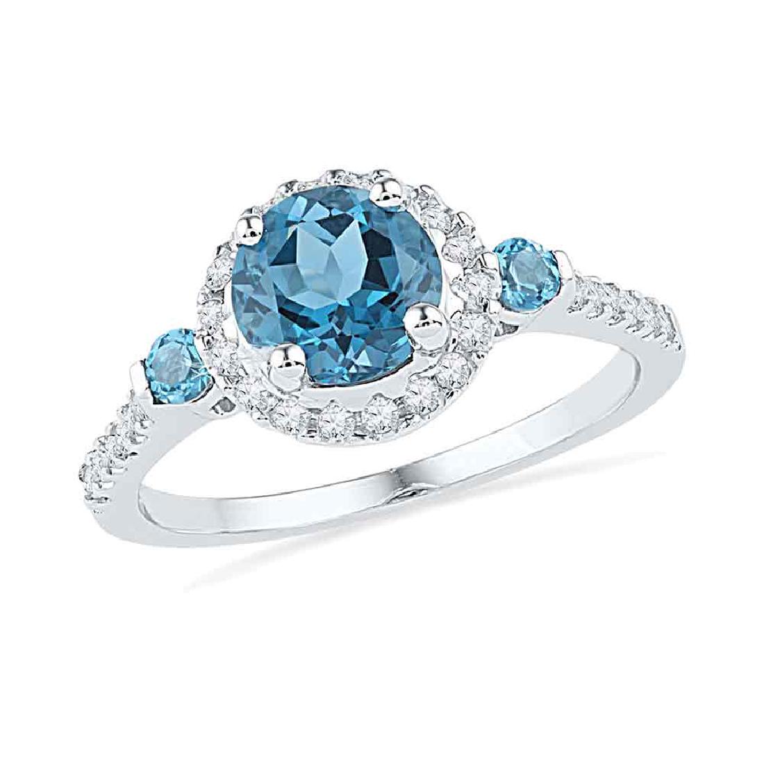 0.20 CTW Created Blue Topaz Solitaire Diamond Ring 10KT: REF-30F2N- SKU: GD100198 ---- 0.20 CTW Created Blue Topaz Solitaire Diamond Ring 10KT White Gold Manufacturer's Suggested Retail Price: $1180.00 Mainstone Type: Created Blue Topaz @ 1.75ct Mainstone C