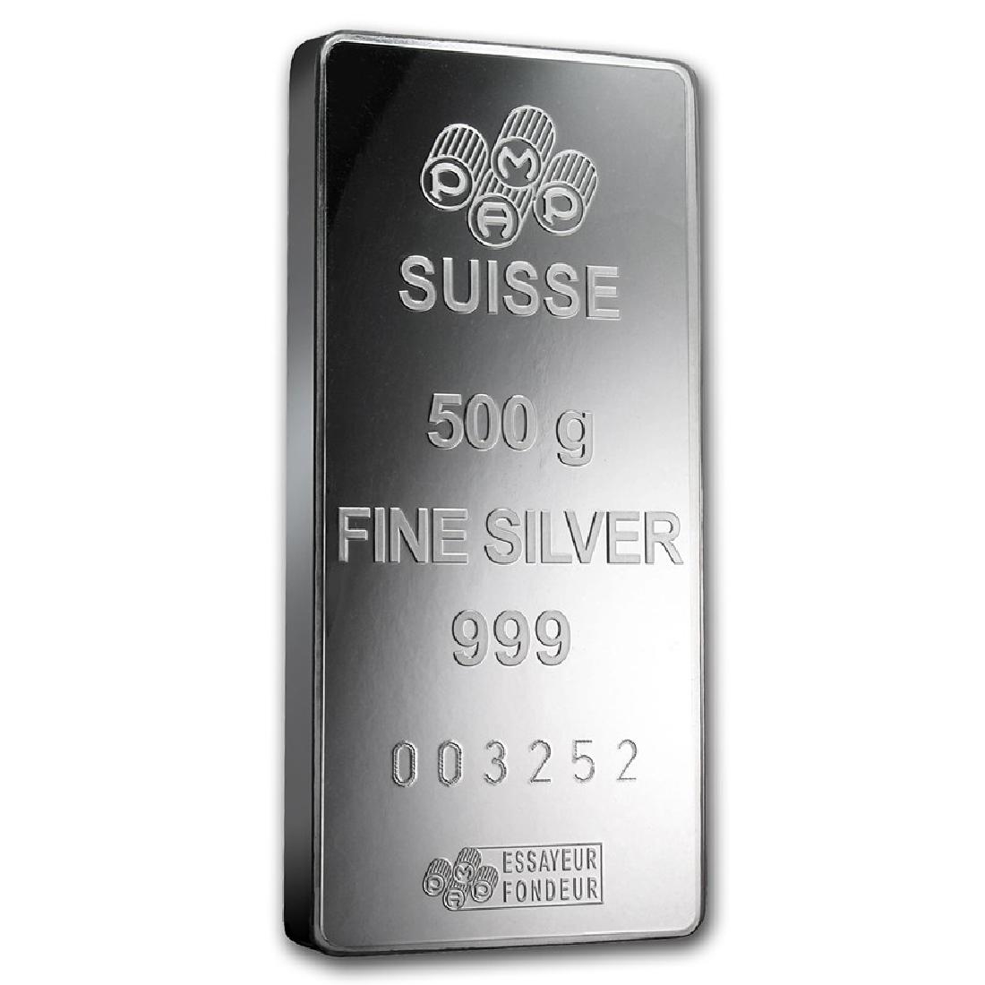 Genuine 500 gram Fine Silver Bar - PAMP Suisse Fortuna: SKU: 35835 - One piece Genuine 500 gram 0.999 Fine Silver Bar - PAMP Suisse Fortuna