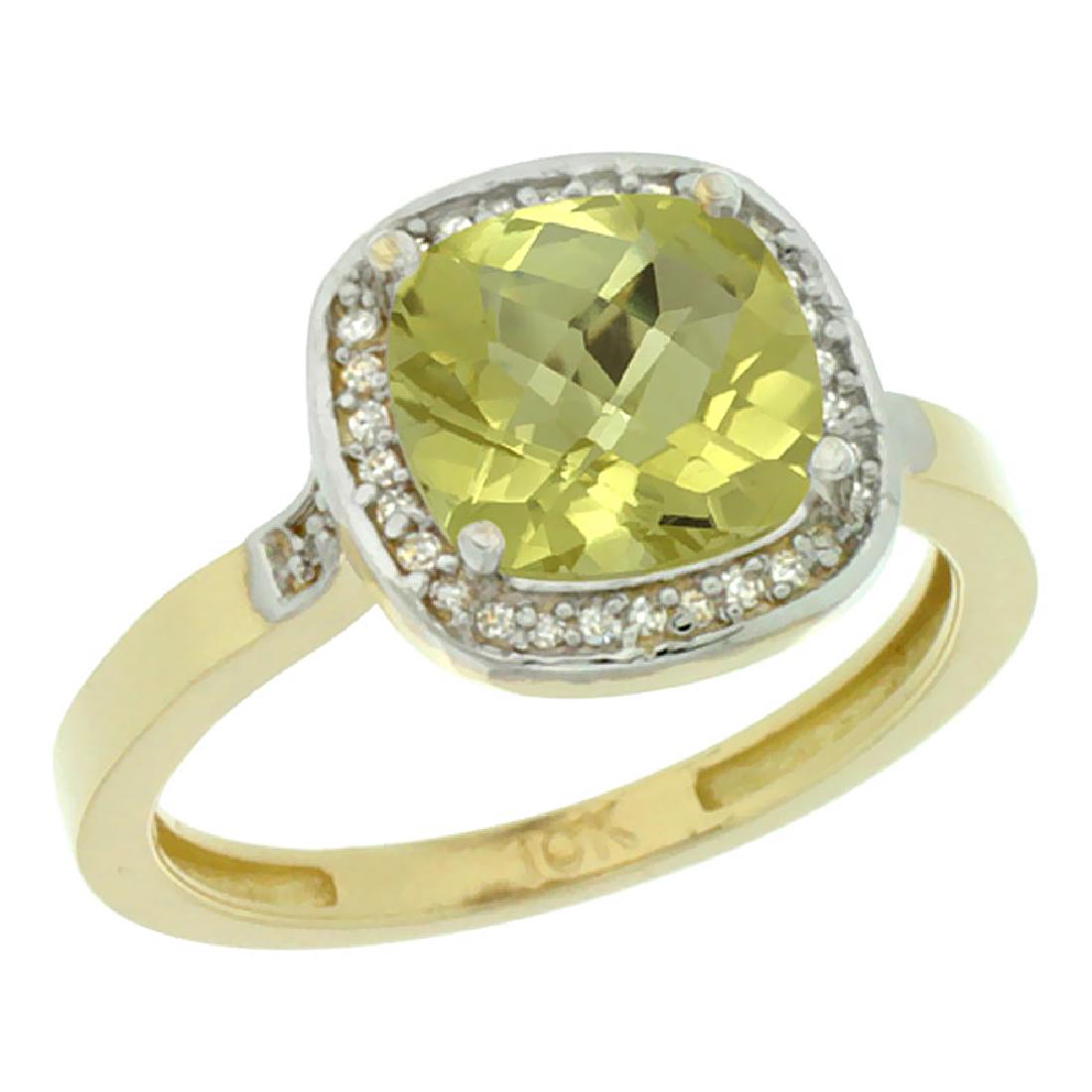 Natural 3.94 ctw Lemon-quartz & Diamond Engagement Ring: REF-36W7K ---- SKU:SC-CY427151 ---- Manufacturer's Suggested Retail Price - $1200.00 ---- Natural 3.94 ctw Lemon-quartz & Diamond Engagement Ring 14K Yellow Gold Gemstone: Natural cushion-cut Lemon-qu