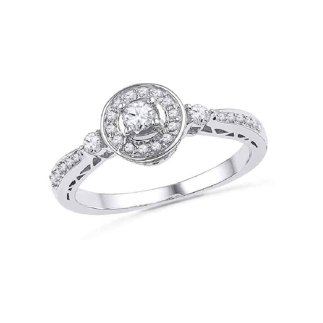 0.40 CTW Diamond Solitaire Halo Bridal Engagement Ring: REF-34H4M- SKU: GD101834 ---- 0.40 CTW Diamond Solitaire Halo Bridal Engagement Ring 10KT White Gold Manufacturer's Suggested Retail Price: $1350.00 Mainstone Type: Diamond @ 0.12ct Mainstone Color: H