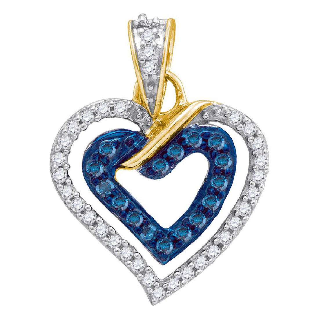 0.25 CTW Blue Color Diamond Heart Love Pendant 10KT: REF-14N9F- SKU: GD87253 ---- 0.25 CTW Blue Color Diamond Heart Love Pendant 10KT Yellow Gold Manufacturer's Suggested Retail Price: $590.00 Mainstone Type: Colored Blue Diamond @ 0.10ct Mainstone Colo