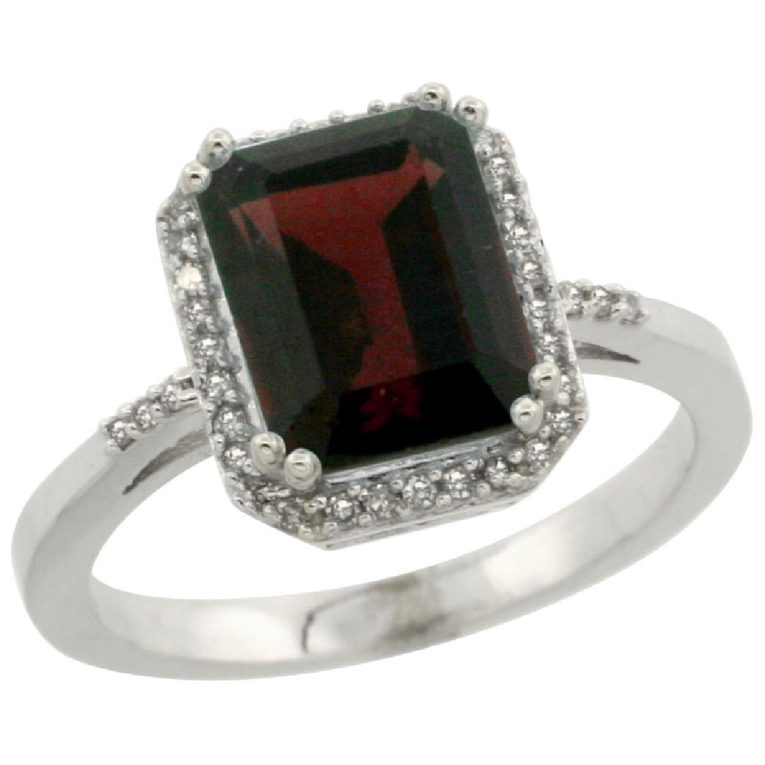 Natural 2.63 ctw Garnet & Diamond Engagement Ring 10K: REF-33F8N ---- SKU:SC-CW910122 ---- Manufacturer's Suggested Retail Price - $1100.00 ---- Natural 2.63 ctw Garnet & Diamond Engagement Ring 10K White Gold Gemstone: Natural emerald-shape Garnet @ 2.53