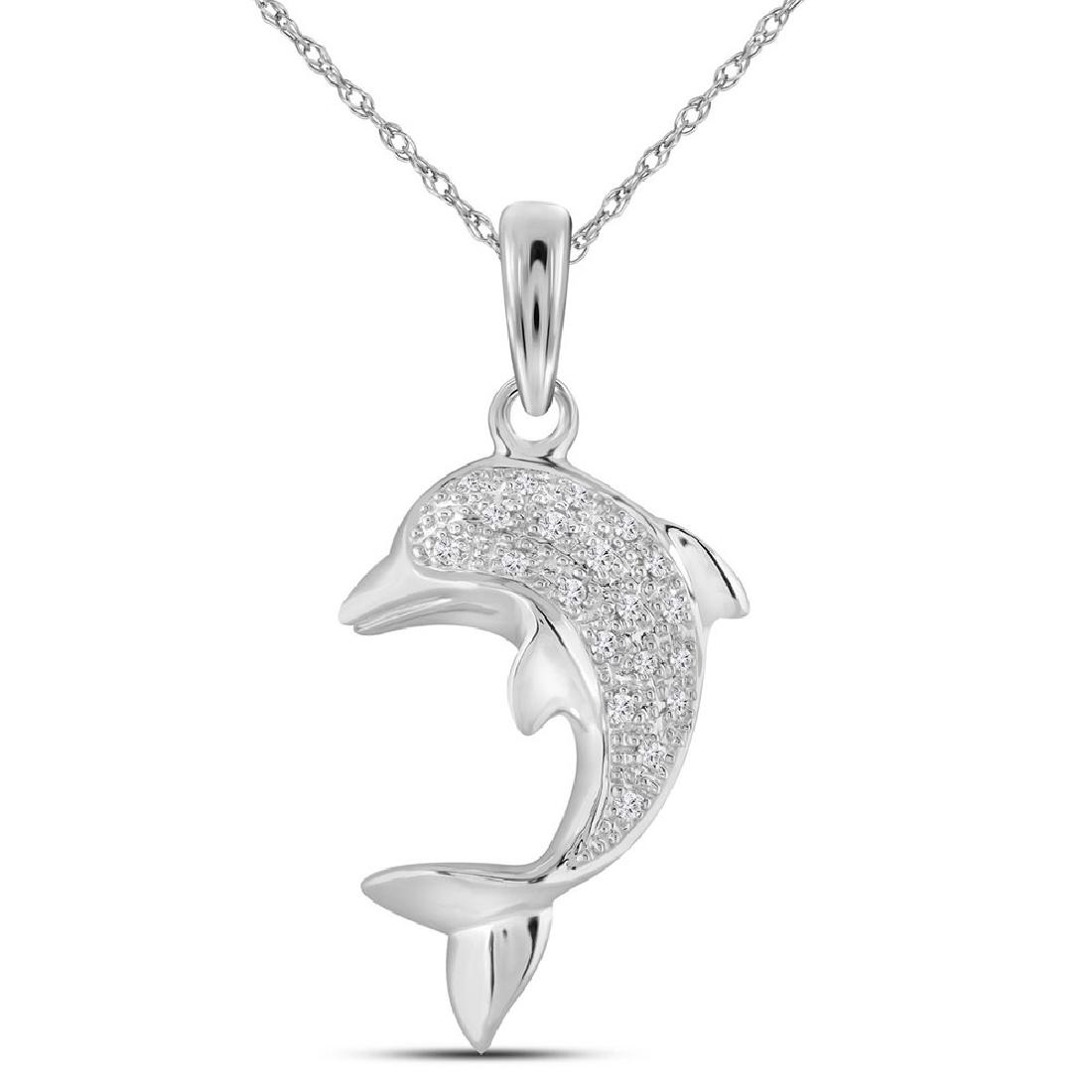 0.10 CTW Diamond Dolphin Fish Animal Pendant 10KT White: REF-10Y5X- SKU: GD15817 ---- 0.10 CTW Diamond Dolphin Fish Animal Pendant 10KT White Gold Manufacturer's Suggested Retail Price: $410.00 Mainstone Type: Diamond @ 0.10ct Mainstone Color: J-K Mainstone