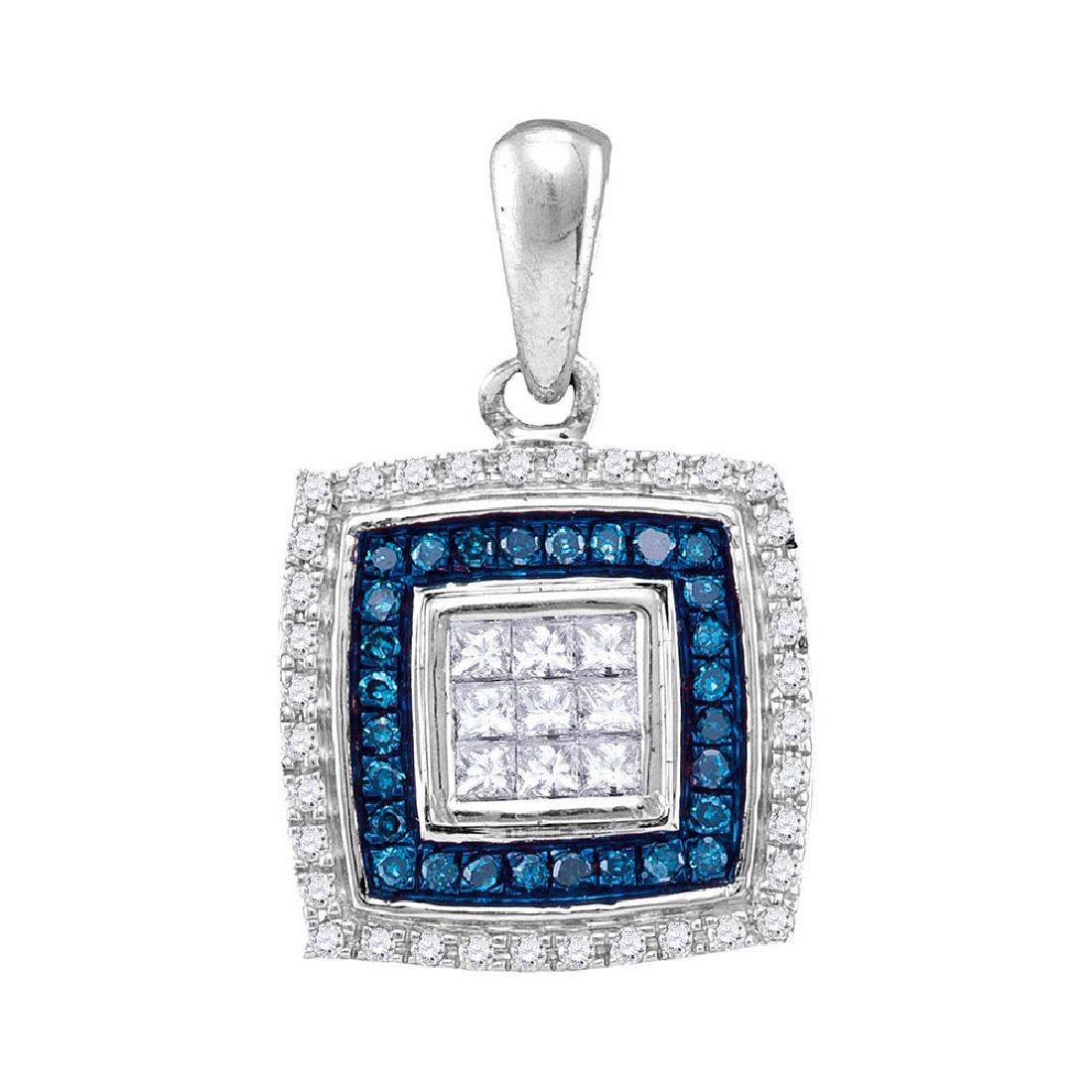 0.33 CTW Blue Color Diamond Square Pendant 10KT White: REF-24W2K- SKU: GD104316 ---- 0.33 CTW Blue Color Diamond Square Pendant 10KT White Gold Manufacturer's Suggested Retail Price: $940.00 Mainstone Type: Colored Blue Diamond @ 0.08ct Mainstone Color: B