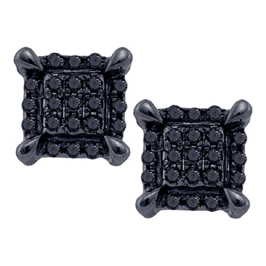 0.07 CTW Mens Black Color Diamond Square Cluster: REF-9N8F- SKU: GD68155 ---- 0.07 CTW Mens Black Color Diamond Square Cluster Earrings 10KT White Gold Manufacturer's Suggested Retail Price: $390.00 Mainstone Type: Colored Black Diamond @ 0.07ct Main