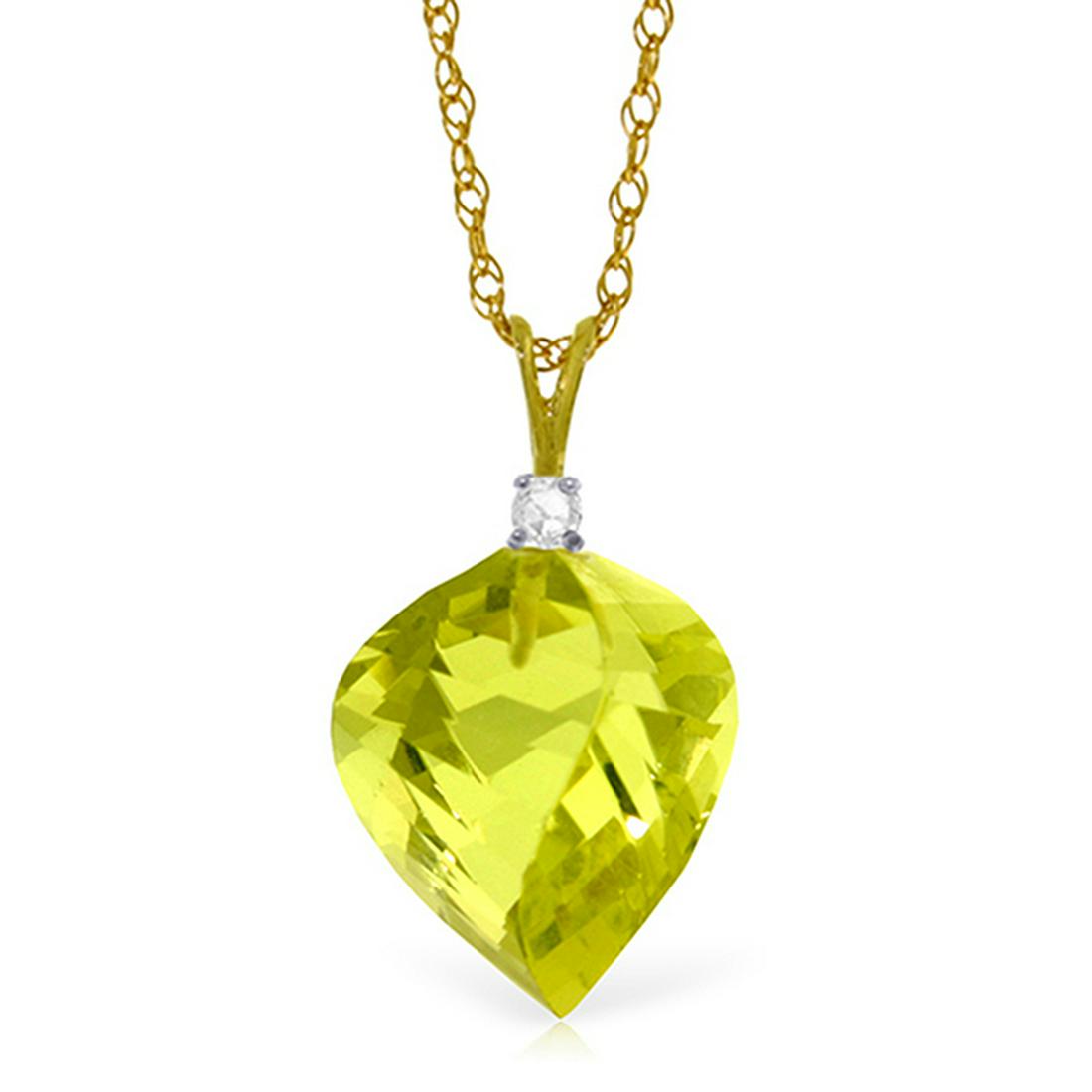 Genuine 10.80 ctw Lemon Quartz & Diamond Necklace: REF-27R5P ---- SKU:GG-4719 ---- Manufacturer's Suggested Retail Price: $900.00 ---- Genuine 14K Yellow Gold 10.8 ctw Lemon Quartz & Diamond Necklace Diamond and/or Gemstone: Lemon Quartz & Diamond Dia