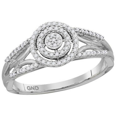 0.20 CTW Diamond Cluster Bridal Engagement Ring 10KT
