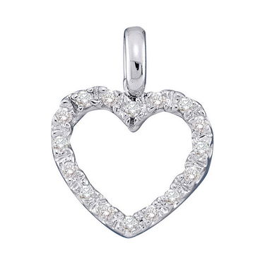 0.10 CTW Diamond Heart Love Pendant 10KT White Gold -