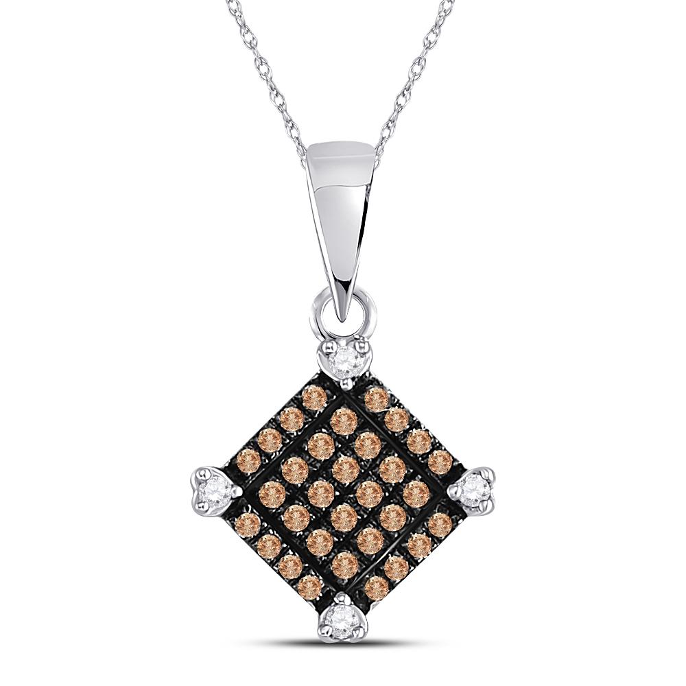 0.15 CTW Cognac-brown Color Diamond Square Pendant 10KT: REF-7Y4X- SKU: GD88705 ---- 0.15 CTW Cognac-brown Color Diamond Square Pendant 10KT White Gold Manufacturer's Suggested Retail Price: $290.00 Mainstone Type: Colored Brown Diamond @ 0.13ct Mainstone C