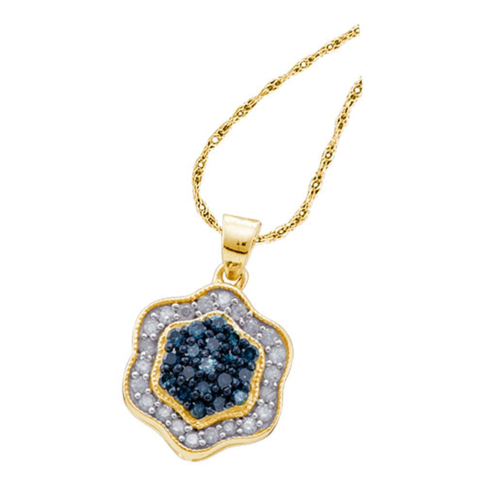 0.50 CTW Blue Color Diamond Hexagon Cluster Pendant: REF-25H4M- SKU: GD58930 ---- 0.50 CTWBlue Color Diamond Hexagon Cluster Pendant 10KT Yellow Gold Manufacturer's Suggested Retail Price: $1000.00 Mainstone Type: Colored Blue Diamond @ 0.30ct Mainstone