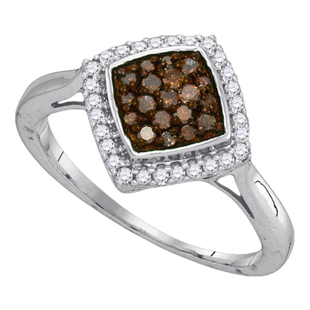 0.33 CTW Cognac-brown Color Diamond Diagonal Ring 10KT: REF-19N4F- SKU: GD89364 ---- 0.33 CTW Cognac-brown Color Diamond Diagonal Ring 10KT White Gold Manufacturer's Suggested Retail Price: $760.00 Mainstone Type: Colored Brown Diamond @ 0.19ct Mainstone C
