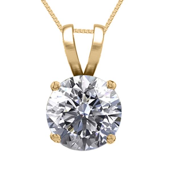 14K Yellow Gold 0.76 ct Natural Diamond Solitaire: REF-185V6G ---- WJ13316 ----- Manufacturer's Suggested Retail Price: $8800.00 ----- 14K Yellow Gold Jewelry 0.76 ct Natural Diamond Solitaire Necklace ----- Diamond: 1 Round cut @ 0.76 ct Minimum Diam