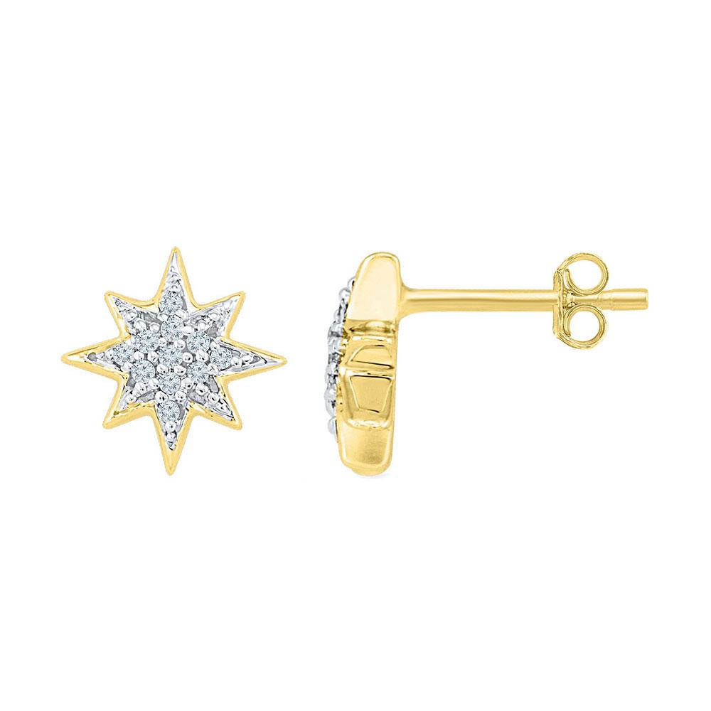 0.10 CTW Diamond Starburst Screwback Earrings 10KT: REF-13K4W- SKU: GD101931 ---- 0.10 CTW Diamond Starburst Screwback Earrings 10KT Yellow Gold Manufacturer's Suggested Retail Price: $530.00 Mainstone Type: Diamond @ 0.10ct Mainstone Color: J-K Mainst