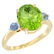 3.02 CTW Peridot & Blue Sapphire Ring 14K Yellow Gold -