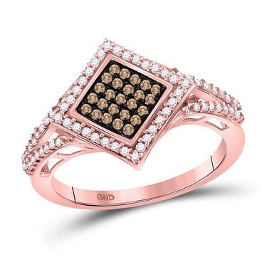 0.33 TCW Red Diamond & White Diamond Square Ring 10K