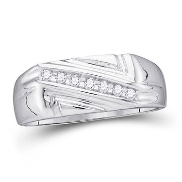 0.12 CTW Diamond Diagonal Row Ring 10K White Gold -