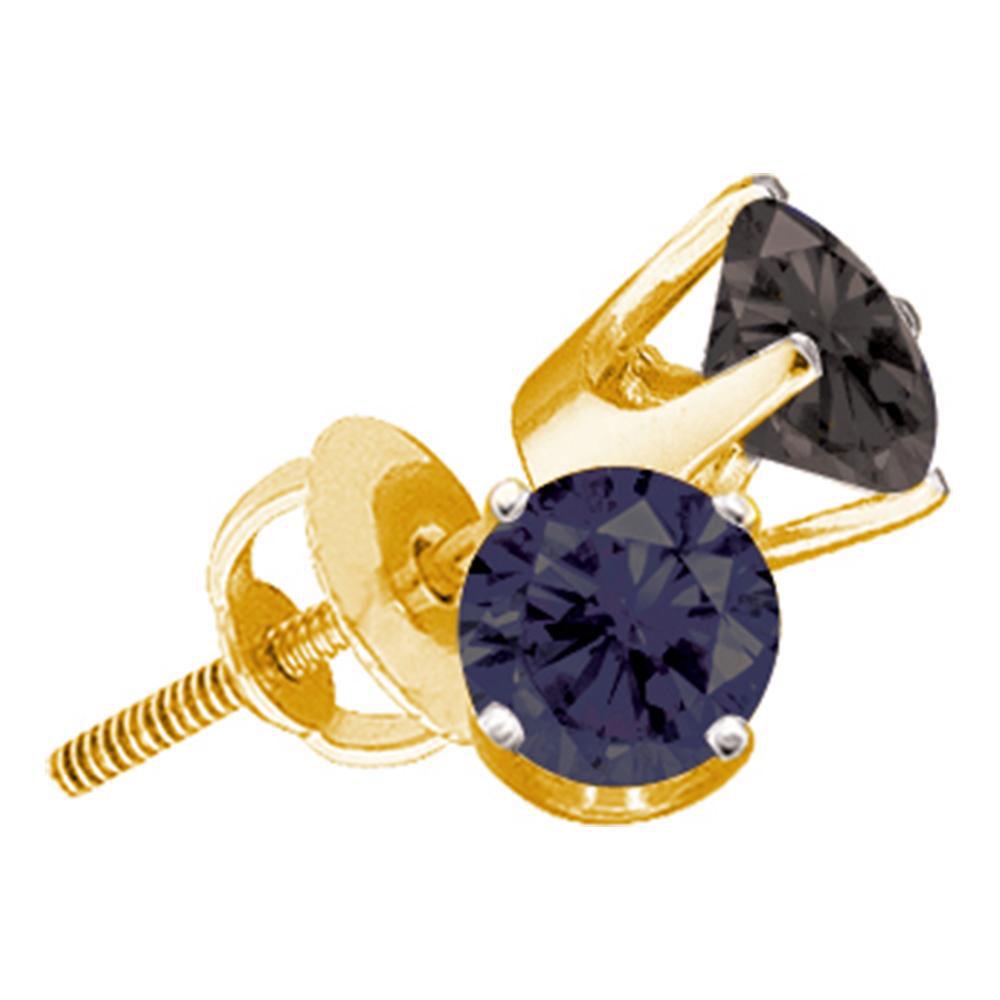 0.75 CTW Black Diamond Solitaire Earrings 10K Yellow: REF-14A4V - SKU: GD68223 ---- 0.75 CTW Black Diamond Solitaire Earrings 10K Yellow Gold - REF-14A4V Manufacturer's Suggested Retail Price: $525.00 Mainstone Type: Colored Black Diamond @ 0.75 ctw Main