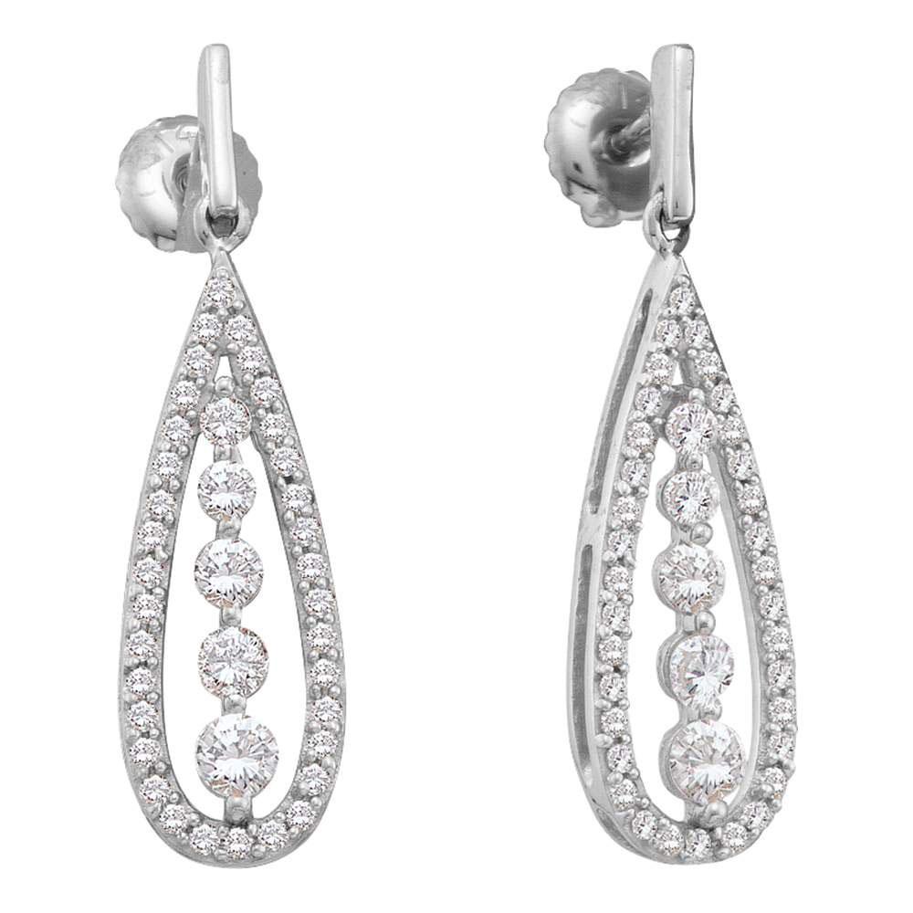 Diamond Teardrop Dangle Screwback Earrings 3/4 Cttw: REF-74M5X - SKU: GD53475 ---- Diamond Teardrop Dangle Screwback Earrings 3/4 Cttw 14kt White Gold Gemstone Details 3/4 Carats total weightAll diamonds are natural and conflict-free in