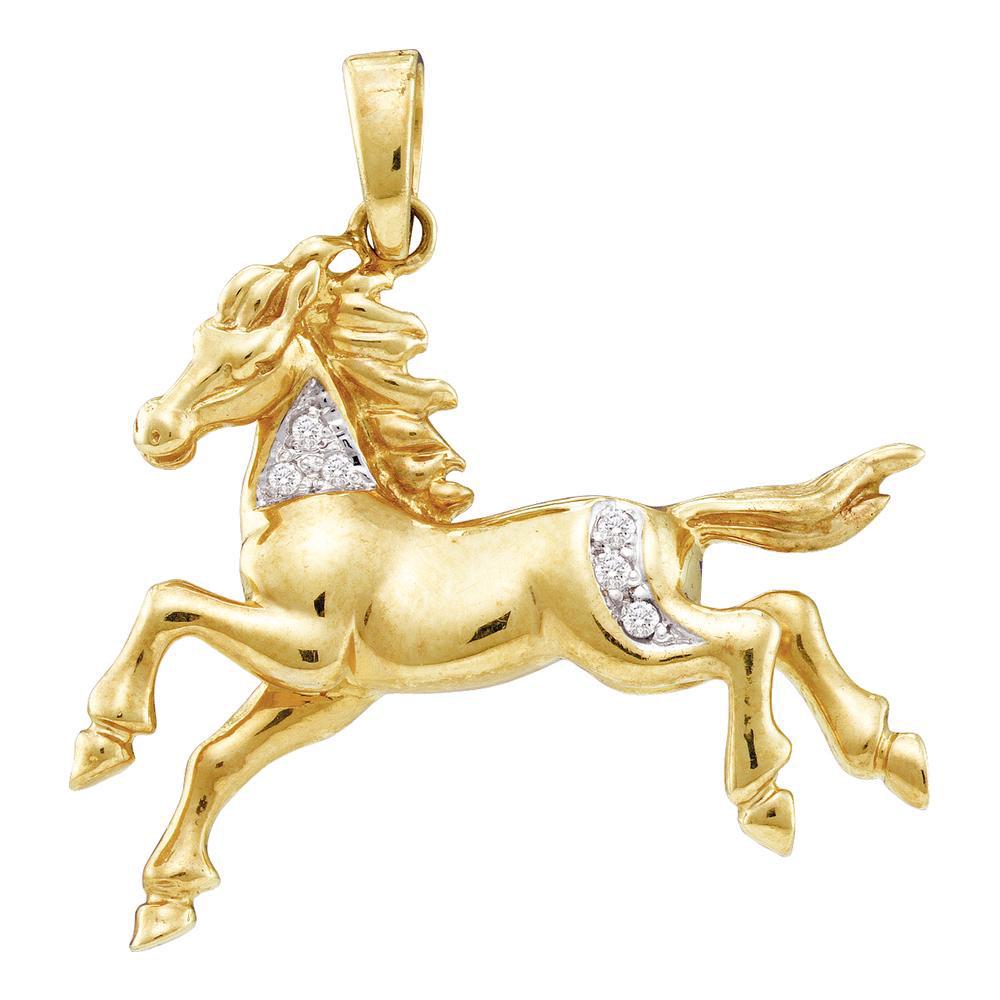 Diamond Horse Mare Animal Pendant 1/20 Cttw 10kt Yellow: REF-27G3M - SKU: GD15417 ---- Diamond Horse Mare Animal Pendant 1/20 Cttw 10kt Yellow Gold Gemstone Details 1/20 Carats total weight All diamonds are natural and conflict-free in origin