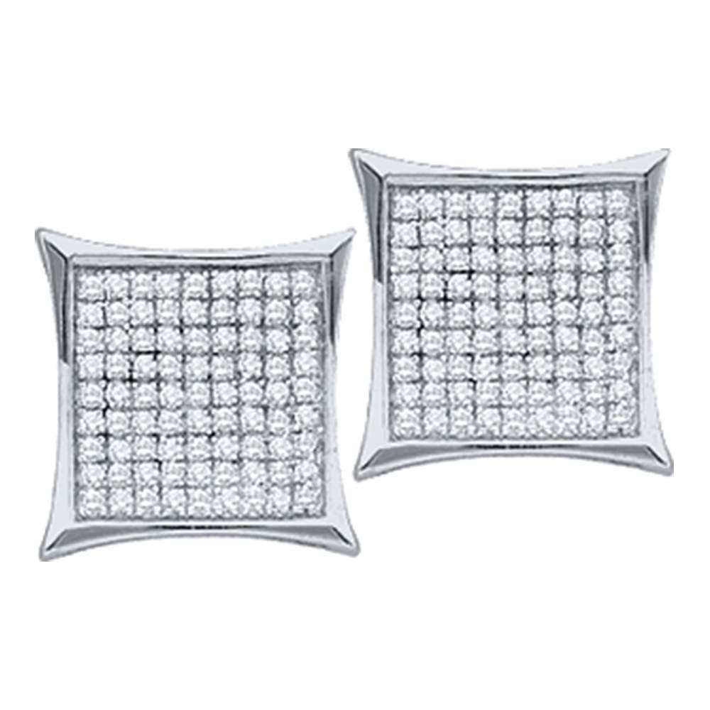 Diamond Square Cluster Earrings 1/2 Cttw 10kt White: REF-20A0V - SKU: GD54304 ---- Diamond Square Cluster Earrings 1/2 Cttw 10kt White Gold Gemstone Details 1/2 Carats total weightAll diamonds are natural and conflict-free in origin