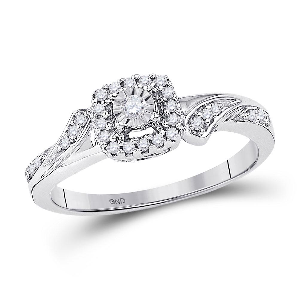 0.16 CTW Diamond Solitaire Halo Bridal Wedding: 0.16 CTW Diamond Solitaire Halo Bridal Wedding Engagement Ring 10kt White Gold - SKU: GD100745 Round Center Diamond 1/20 ct.t.w. I1-I2 clarity H-I color 4-prong setting Round D