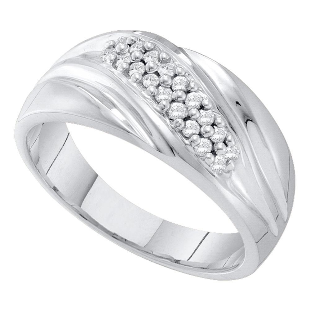 Mens Round Pave-set Diamond Diagonal Double Row Wedding: REF-29K1R - SKU: GD23556 ---- Mens Round Pave-set Diamond Diagonal Double Row Wedding Band 1/4 Cttw 10kt White Gold Gemstone Details 1/4 Carats total weightAll diamonds are natural and
