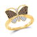 1/5 CTW Brown Round Diamond Cluster Butterfly Bug Ring