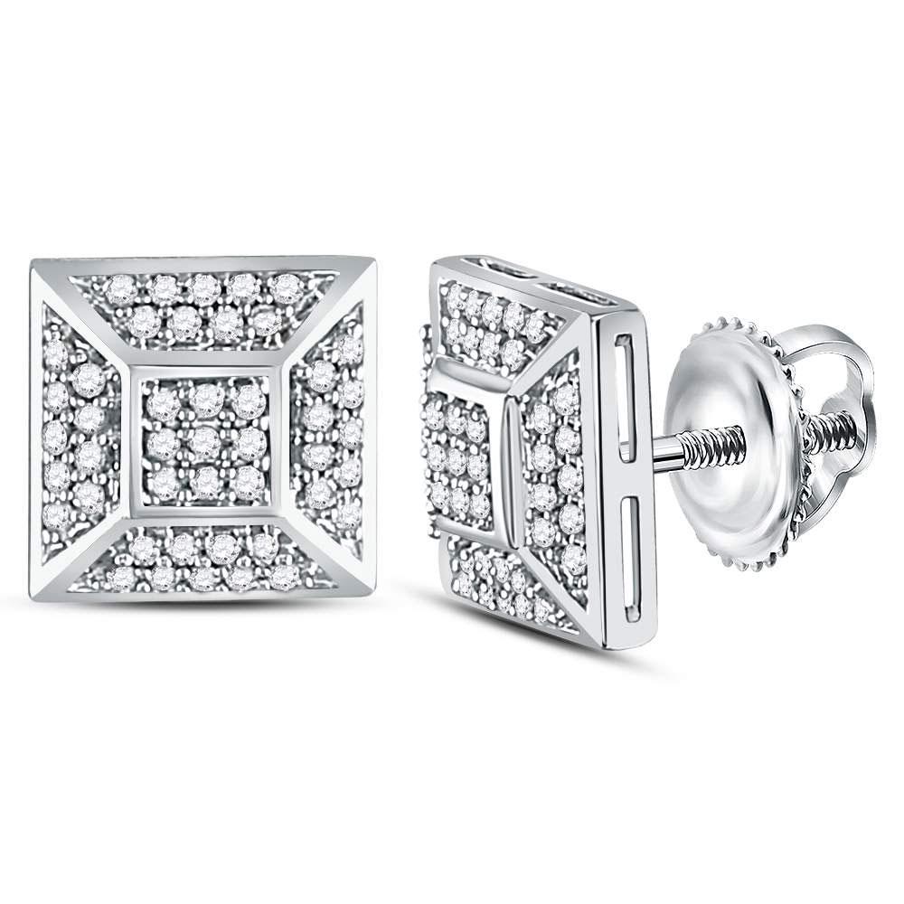 1/5 CTW Mens Round Diamond Square Cluster Stud Earrings: REF-16Y8X ---- 1/5 CTW Mens Round Diamond Square Cluster Stud Earrings 10kt White Gold Manufacturer Model: JSC-120797 Description 10kt White Gol