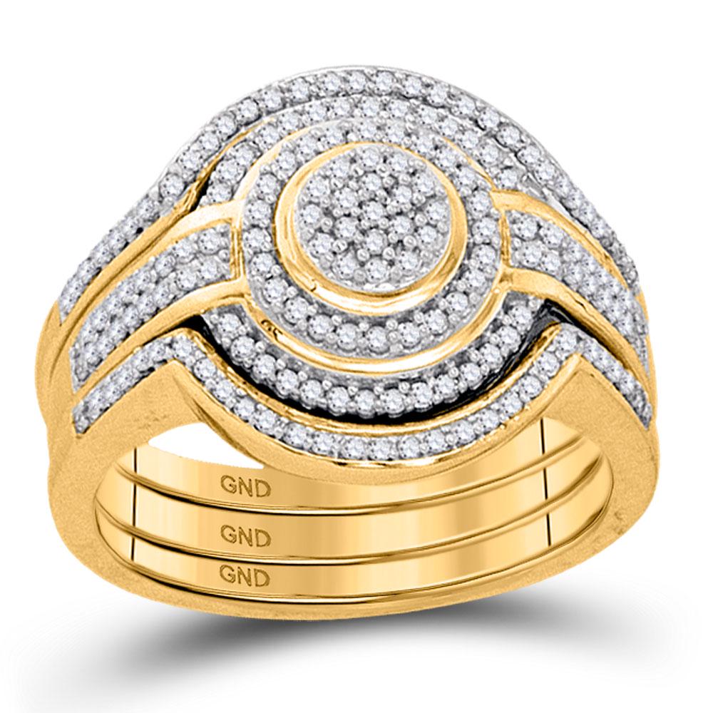 1/2 CTW Round Diamond Cluster Bridal Wedding Engagement: REF-45M3A ---- 1/2 CTW Round Diamond Cluster Bridal Wedding Engagement Ring 10kt Yellow Gold Manufacturer Model: JSC-93350 Description 10k Yello