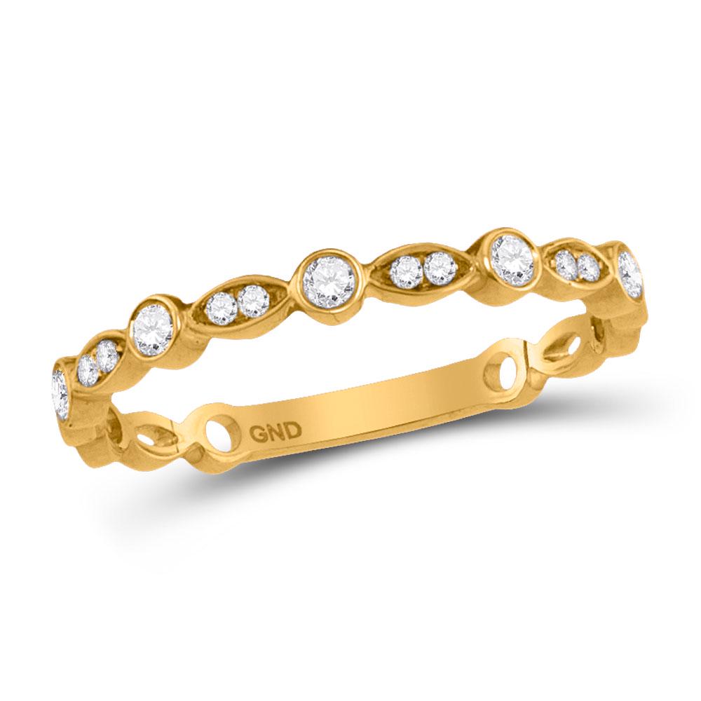1/6 CTW Round Diamond Stackable Ring 10kt Yellow Gold -: REF-15A5N ---- 1/6 CTW Round Diamond Stackable Ring 10kt Yellow Gold Manufacturer Model: JSC-118095 Description 10kt Yellow Gold Womens Round Di