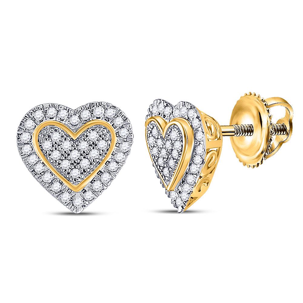 1/4 CTW Round Diamond Heart Earrings 10kt Yellow Gold -: REF-16F8M ---- 1/4 CTW Round Diamond Heart Earrings 10kt Yellow Gold Manufacturer Model: JSC-51146 Description 10kt Yellow Gold Womens Round Dia