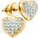 1/10 CTW Round Diamond Heart Cluster Earrings 10kt