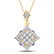 Womens Round Diamond Blue Sapphire Square Pendant 5/8