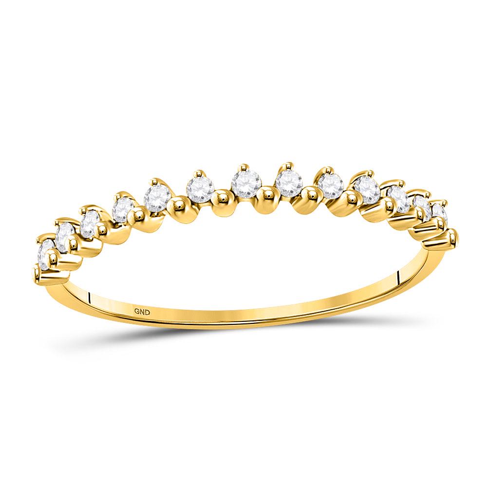Womens Round Diamond Stackable Band Ring 1/8 Cttw 10kt: REF-9A9M ---- Womens Round Diamond Stackable Band Ring 1/8 Cttw 10kt Yellow Gold Description 10kt Yellow Gold Womens Round Diamond Stackable Band Ring 1/8