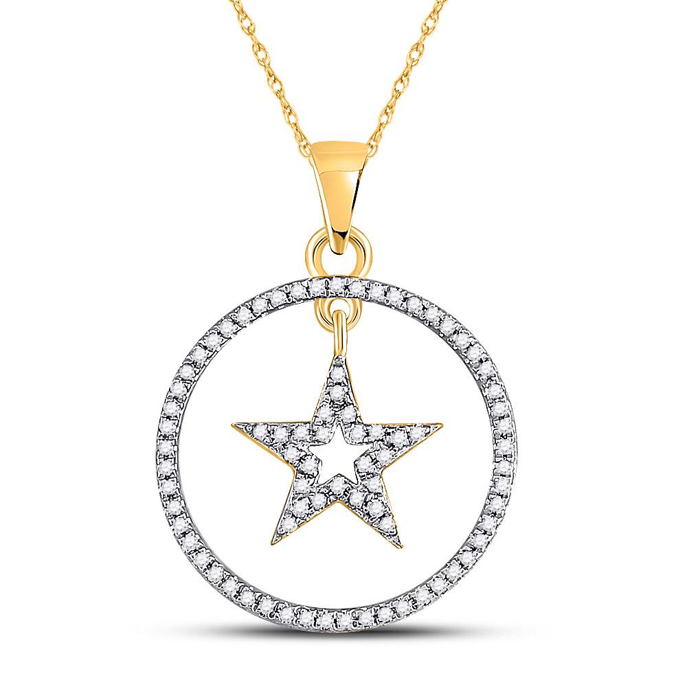 Womens Round Diamond Circle Dangling Star Pendant 1/4: REF-13W9K ---- Womens Round Diamond Circle Dangling Star Pendant 1/4 Cttw 10kt Yellow Gold Description 10kt Yellow Gold Womens Round Diamond Circle Danglin