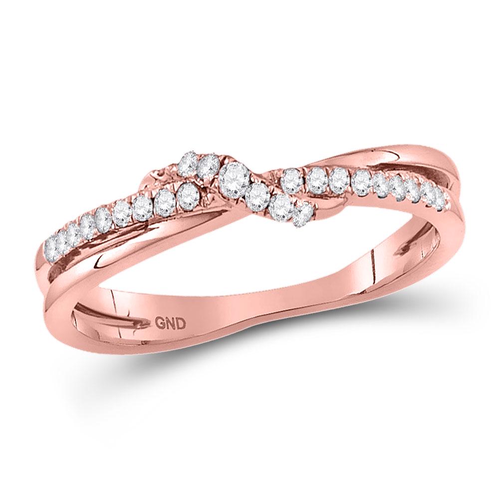 Womens Round Diamond Crossover Stackable Band Ring 1/6: REF-15W5K ---- Womens Round Diamond Crossover Stackable Band Ring 1/6 Cttw 10kt Rose Gold Description 10kt Rose Gold Womens Round Diamond Crossover Stackab