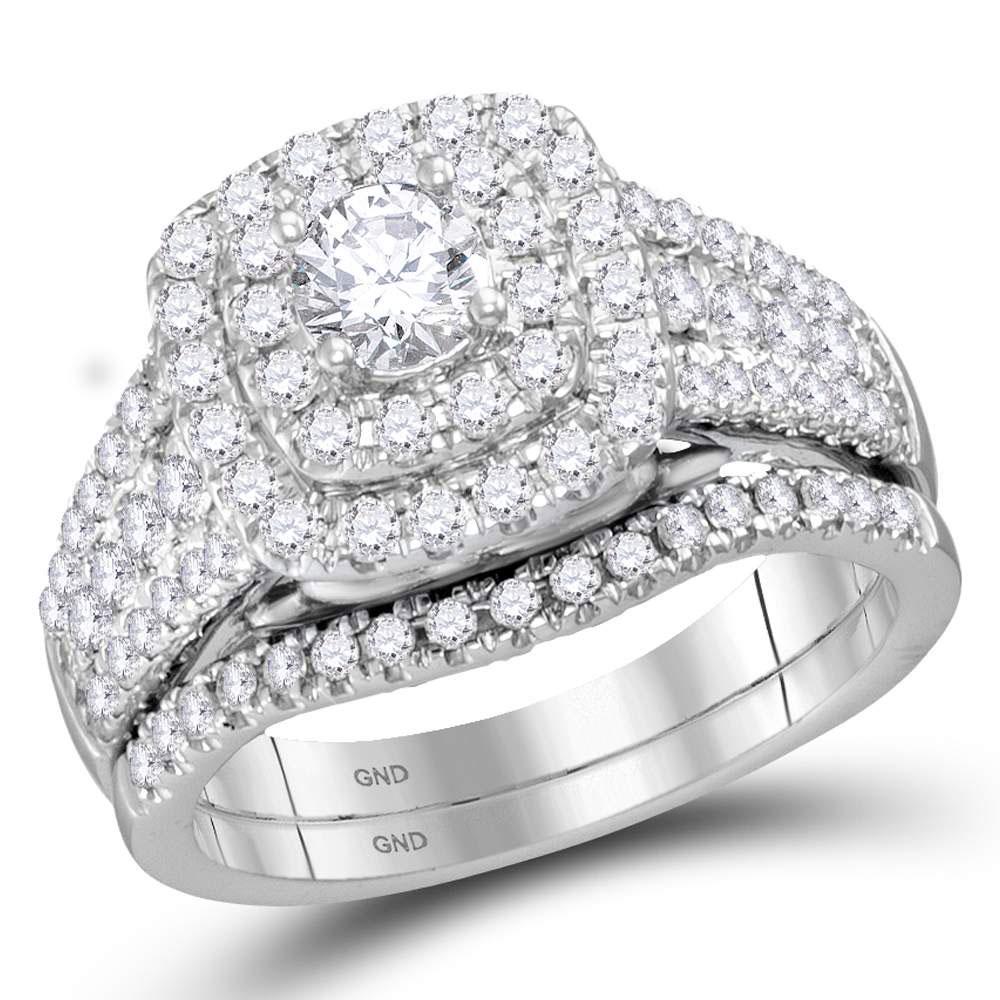 Round Diamond Bridal Wedding Ring Band Set 2 Cttw 14kt: REF-219A5M ---- Round Diamond Bridal Wedding Ring Band Set 2 Cttw 14kt White Gold Description 14kt White Gold Round Diamond Bridal Wedding Ring Band Set 2