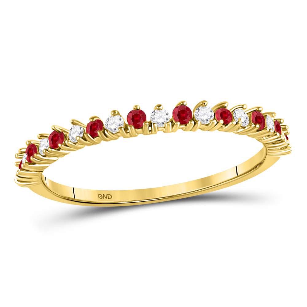 Womens Round Ruby Diamond Stackable Band Ring 1/4 Cttw: REF-10X5A ---- Womens Round Ruby Diamond Stackable Band Ring 1/4 Cttw 10kt Yellow Gold Description 10kt Yellow Gold Womens Round Ruby Diamond Stackable Ban