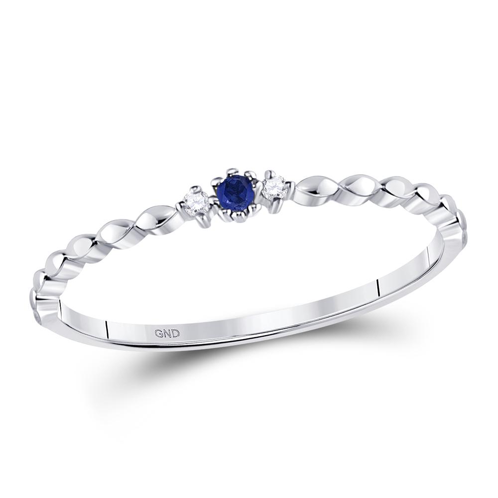 0.03 CTW Womens Round Blue Sapphire Diamond Stackable: REF-9T5V - 0.03 CTW Womens Round Blue Sapphire Diamond Stackable Band Ring 10kt White Gold - REF-9T5V Manufacturer's Suggested Retail Price: $ 330.00 SKU: 128024